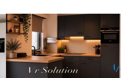 Cuisine après rénovation Cover Styl' : façades et îlot en noir mat