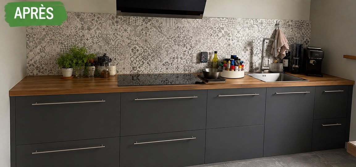 Cuisine après pose Cover Styl' : façades gris anthracite